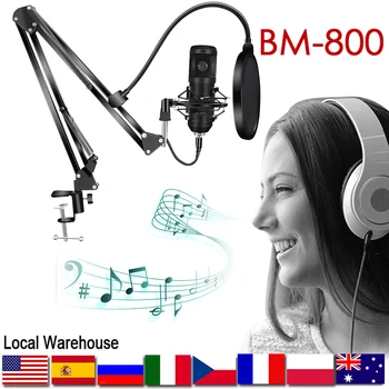 

BM-800 Condenser Microphone Bluetooth Earphones Headphones Microphone Kit Mic Stand Live Sound Effects Processors