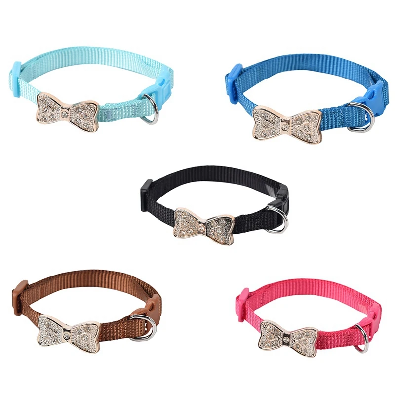 Hot Pet Dog Cat Collar Adjustable Bowknot Rhinestone Puppy Kitten Collars For Small Medium Cats Chihuahua Hot Pet Dog Cat Collar Adjustable Bowknot Rhinestone Puppy Kitten Collars For Small Medium Cats Chihuahua
