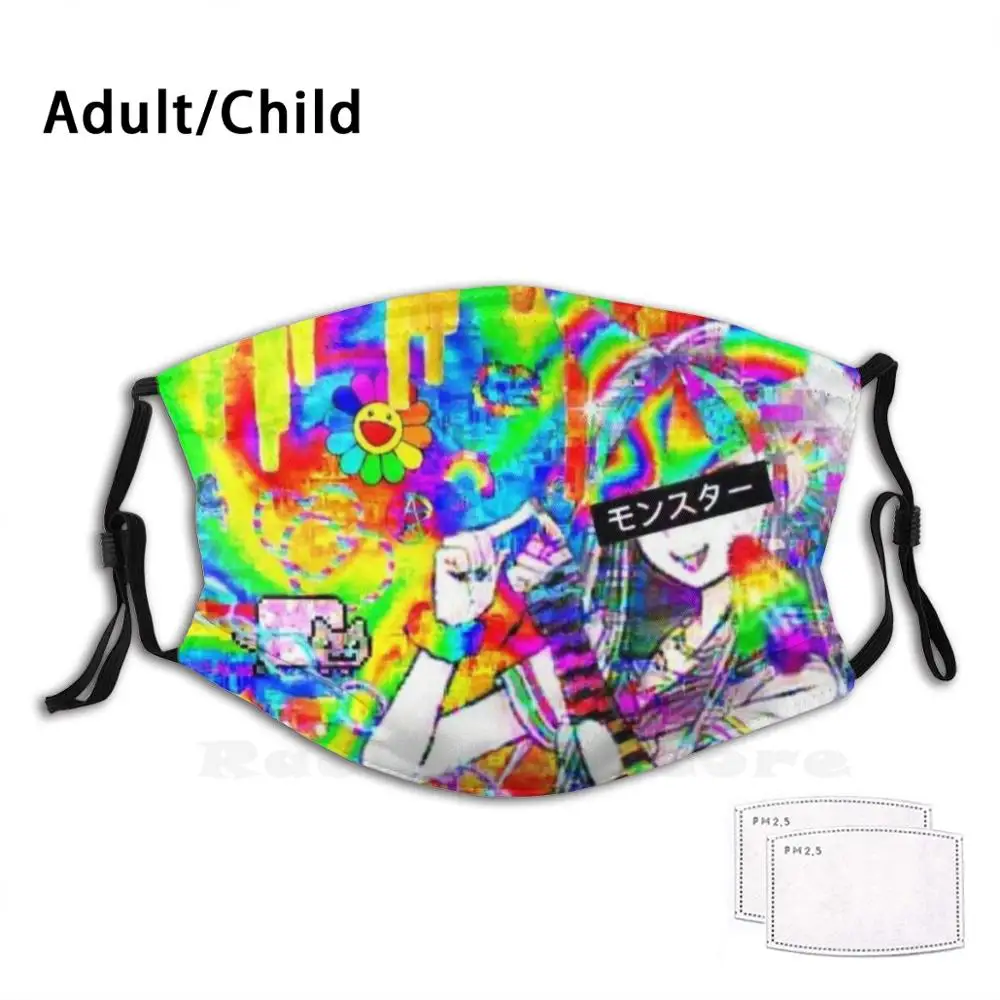 

Ibuki Mioda Glitchcore Funny Print Reusable Filter Face Mask Glitch Trippy Danganronpa Ibuki Mioda Ibuki Danganronpa Glitchcore