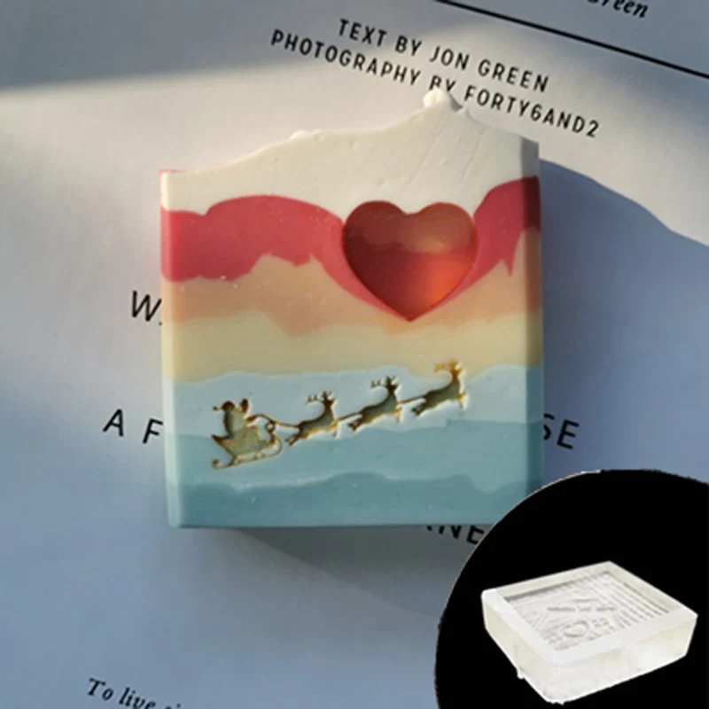 Transparent Handmade Clear Soap Stamp, English Alphabet Series, Xmas Tree Hat, Animal Elk, Acrylic Soap Making Supply, Chapter