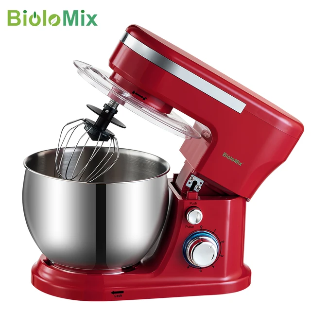 BioloMix 1200W  5L Stainless Steel Bowl 6-speed Kitchen Food Stand Mixer  2