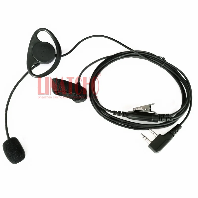 D shape 2 pin ear mic bar hands free earphone finger PTT for TK-3170 PX-777 walkie talkie