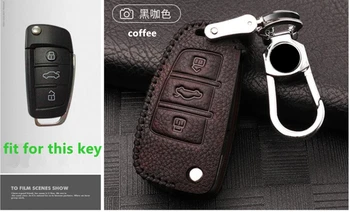 

Car Leather Key Case Chain For Audi A1 A3 A4 A5 Q7 A6 C5 C6 A7 A8 R8 S4 S5 S6 S7 S8 SQ5 2015 2016 2017 2018 Flip Key Shell