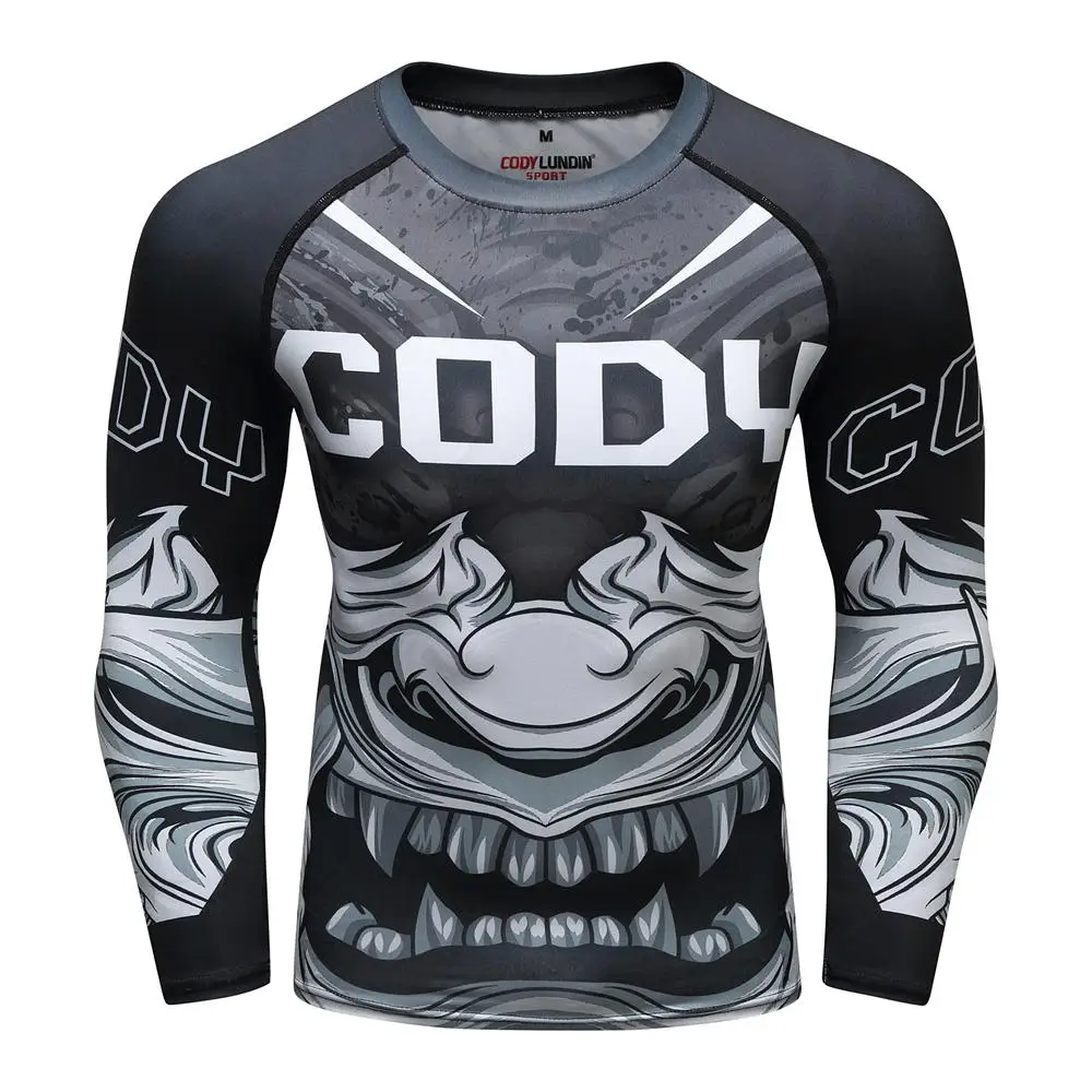 Мужская футболка UFC Kickboxing Tight с длинным рукавом MMA Rashguard, футболка для бокса, майка Jiu, футболка с надписью jitsu Muay Thai Sanda, тренировочная футболка - Цвет: 12