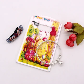 

100pcs/lot Sweet Honey and Lovely Bear Plastic Hand Bags 9x15cm For DIY Fashion Bracelets Hair Clip Display Packing Pouches