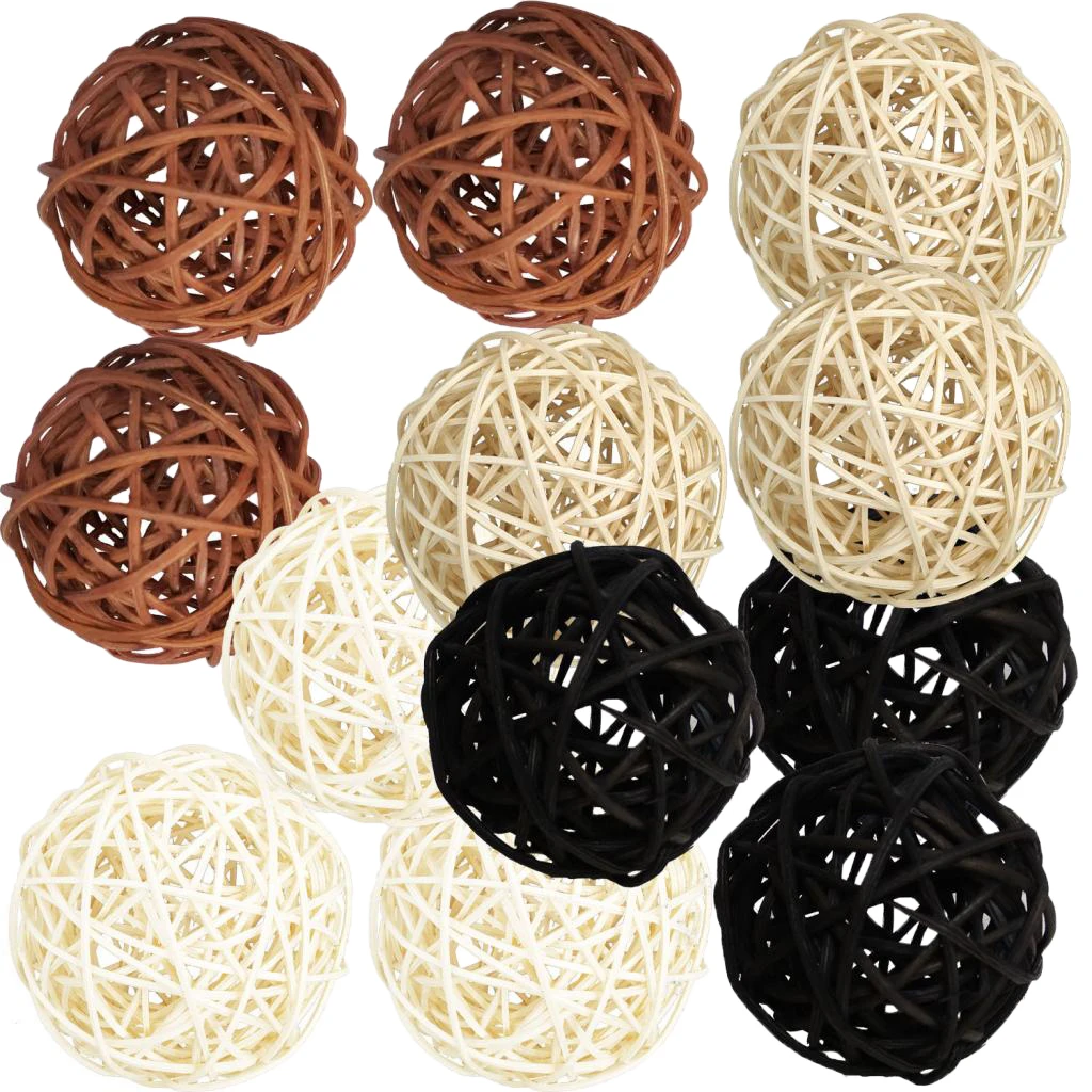 12Pcs Mix Decorative Rattan Twig Vase Bowl Filler Rattan Wicker Cane Ball 50mm
