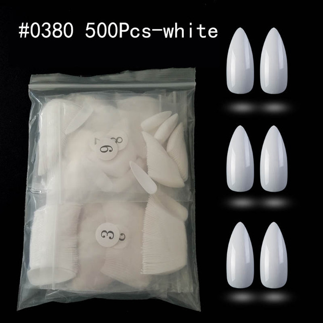 False Nails Stiletto Claw Tips Half Cover Sharp Nails Manicure Acrylic UV Gel Natural Color Long  Fake Nails #0~9size