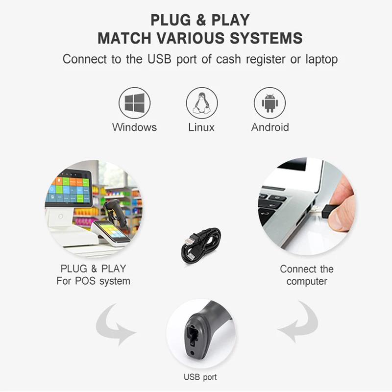 Leitor de Código de Barras da Imagem do Varredor do Código de Barras para o Pagamento Móvel do Supermercado Wired Industrial Barras para o Pagamento Alipay Oy-25 Obz 2d de 4 de barras da imagem do varredor do