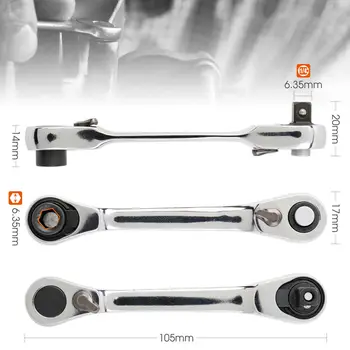 

1 Piece 1/4 72 Tooth Mini Double End Ratchet Wrenches Screwdriver Bit Tool Square Head Adjustable Wrench
