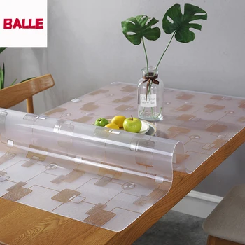 

BALLE Transparent 1.5mm PVC Tablecloth Protector Desk Pad Soft Glass Dining Oil-Proof Table Cover Heavy Duty Anti-Scalding Mat