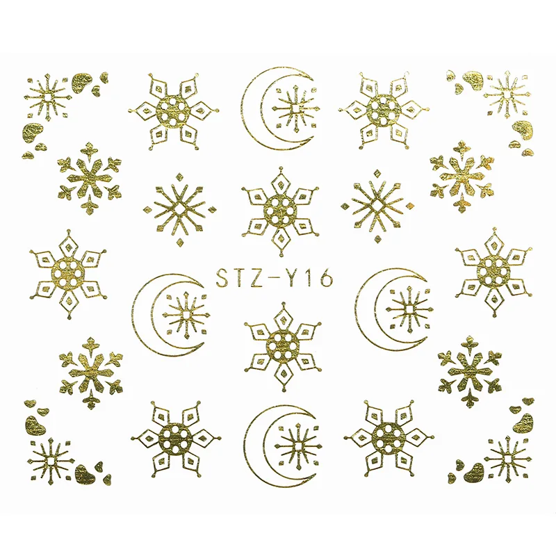1 Лист Рождественские стикеры набор на ногти смешанный Лось снежинки год дизайн ногтей водная наклейка ожерелье слайдер тату маникюр - Цвет: STZ-Y16