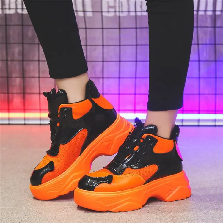 Winter Women High Top Sneakers Fashion Ladies Chunky Shoes Tenis Basket Female Brand Orange Platform Casual Shoes Woman