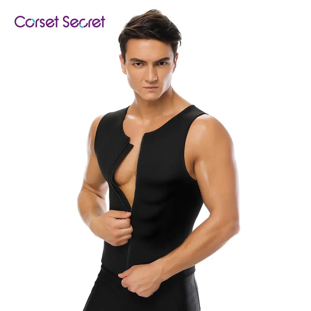 

Corset Secret Men's Neoprene Slimming Waist Trainer Vest Body Shaper Sauna Sweat Suits for Weight Loss Zipper Sauna Tank Top