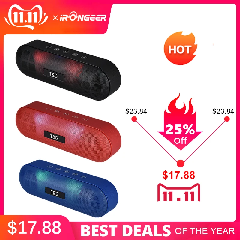 

Small LED Outdoor Bluetooth Speaker Portable Wireless Super Bass Loudspeaker with FM Radio 3D Stereo Music Surround TF AUX USB