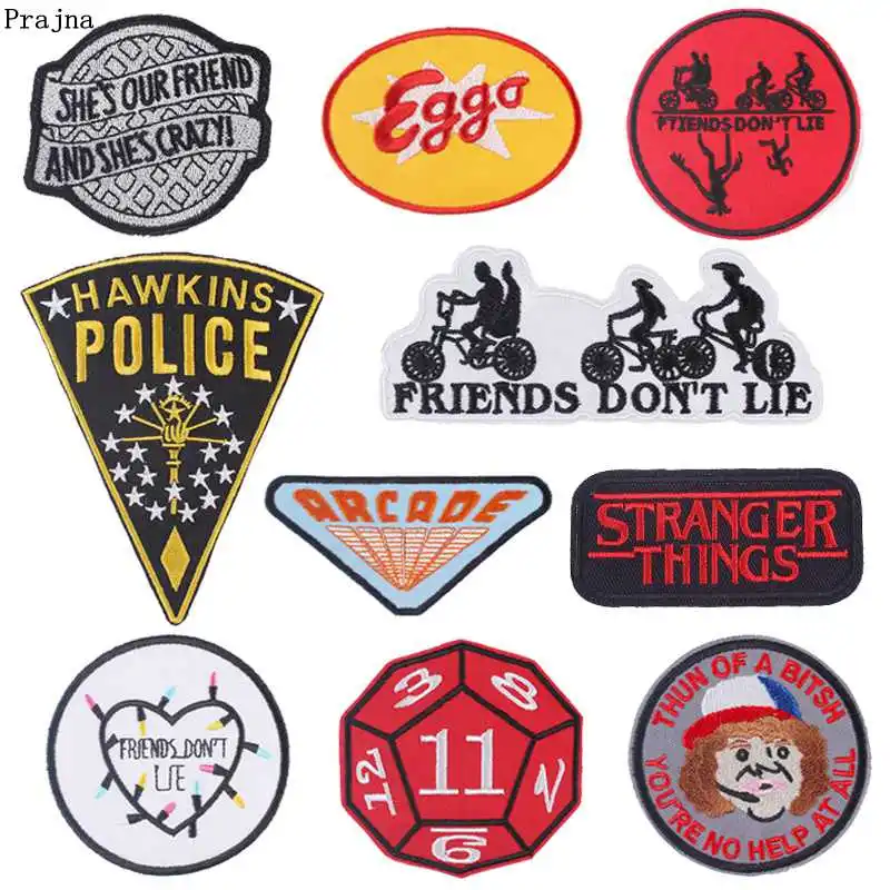 

Prajna Stranger Things Patches Embroidered Patches For Clothing Iron On Patches On Clothes DIY Stripes NIRVANA Music Band Patch