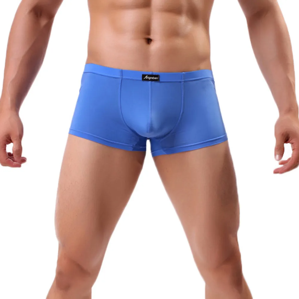 Синий Мужское нижнее белье, удобные, cueca masculina, мужское сексуальное нижнее белье, с буквенным принтом, боксеры, шорты, с мешочком, трусы - Цвет: Синий