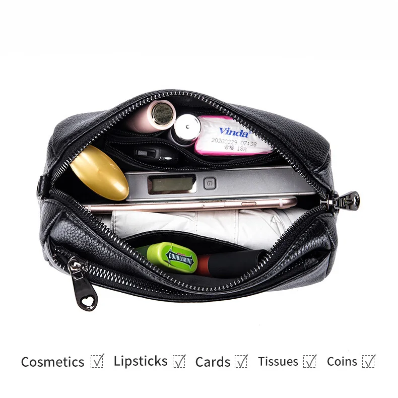 Soft Genuine Leather Crossbody Bag Women Big Capacity Messenger Bags Ladies Casual Handbag