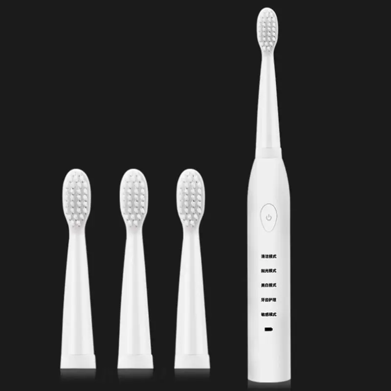 Adult Kids Electric Toothbrushes Waterproof 5 Modes USB Wireless Rechargeable Travel Portable with 4 Soft Brush Heads Oral Care