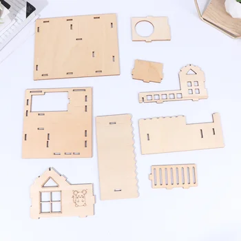 

Wooden Cabin Hamster House Adorable Pet Hut Creative Double Layer Villa Hamster Rat Room with Ladder Board Accessories