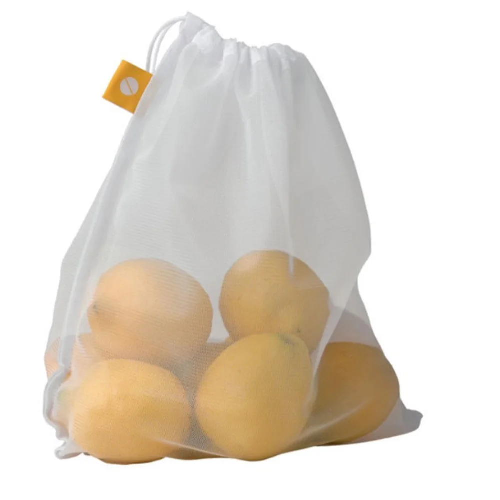 5 шт. Многоцелевой Drawstring продуктовый моющийся многоразовый домашний кухонный органайзер для хранения фруктов и овощей органайзер для игрушек сетчатый мешок