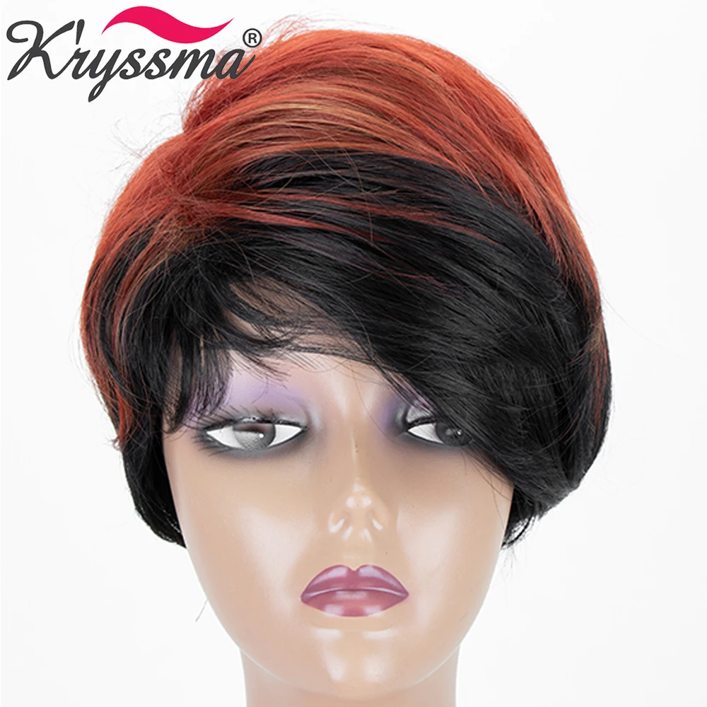 

Kryssma Ombre Wigs Short Bob Synthetic Wigs For Black Women High Temperature Fiber Halloween Cosplay Wigs