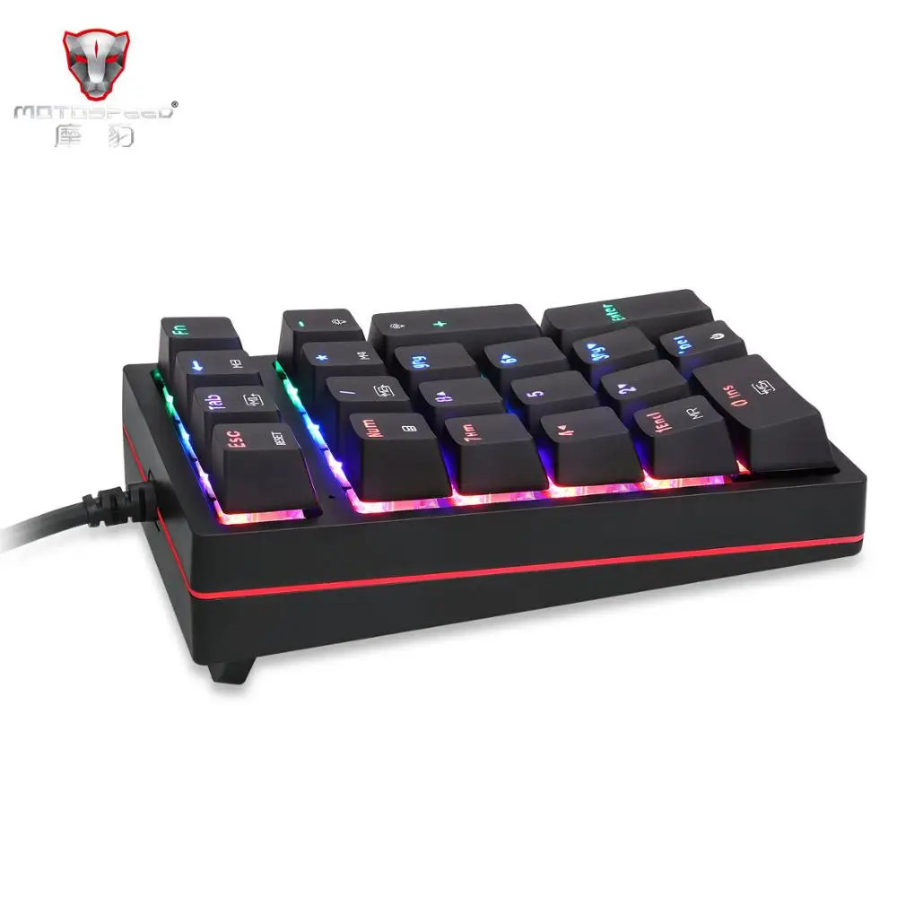 MOTOSPEED K24 USB Проводная Механическая цифровая клавиатура 21 клавиша Mini Numpad RGB