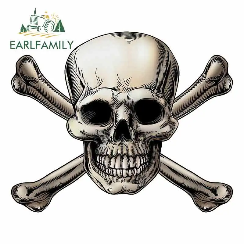 

EARLFAMILY 13cm x 10.6cm for Skull Crossbones Anime Funny Car Stickers RV VAN DIY Fine Decal Windshield Bumper Windows Decal