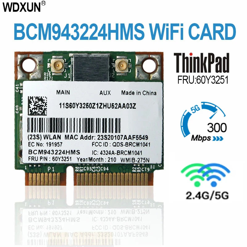 Thẻ Cho Lenovo FRU 60Y3251 Broadcom BCM943224HMS BCM943224 Mini PCI-e Không Dây WIFI Ban Thẻ X130E X121E X131E X140E ethernet to phone port adapter