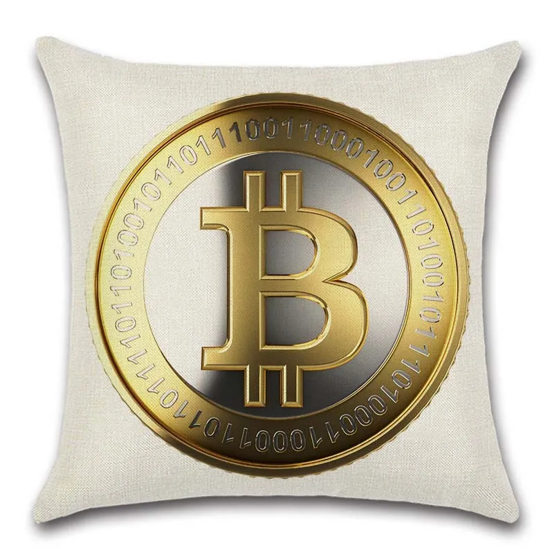 Bitcoin art из хлопчатобумажной ткани с узором Чехлы для подушек украшение домашнего софа, кресло, сидение, автомобиль друг, офисное сиденье подарок бросок наволочка