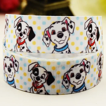 

22mm 25mm 38mm 75mm Spotted dog Cartoon printed Grosgrain Ribbon party decoration 10 Yards X-02987