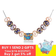Collar de perlas naturales de estilo europeo para mujer AAAA joyería de perlas de alta calidad nuevos accesorios azules con cadena de plata de 45cm(China)