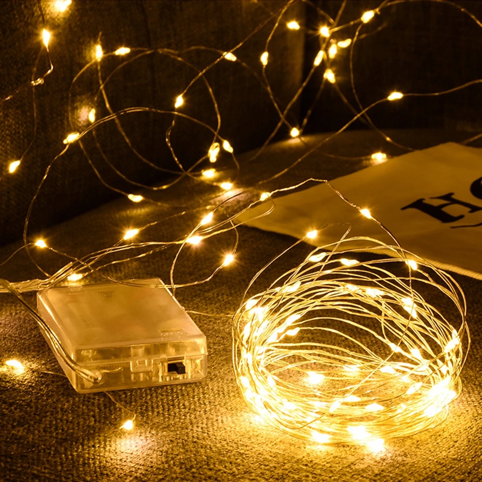 100 LEDs Battery Operated Mini LED Copper Wire String Fairy Lights 2/3/4/5/10M 