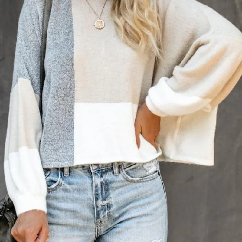 Women Sweater Fashion Autumn Winter Vintage Sweater Women Pull Femme Nouveaute 2019 Stitching Sweater Pullover Jersey