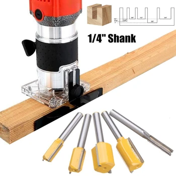 

5Pcs Router Bit Straight Router Bits Set 1/4" Shank Straight Trimming Milling Slot Cutter Woodworking For Wood Automatic Tools