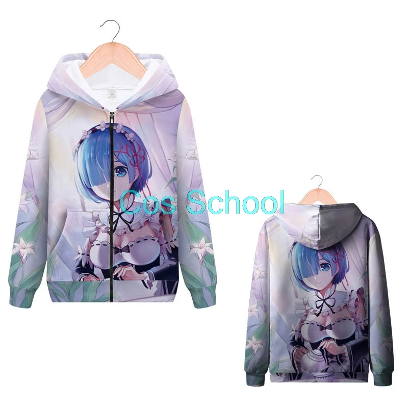 Cos School Rem толстовки для косплея Re: Zero Starting Life in другой мир с капюшоном куртка