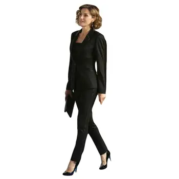 

2 Piece Black Slim Fit Women's Business Summer Suit 2020 Female Office Uniform Ladies Formal Pants Suit One Button Womens Tuxedo