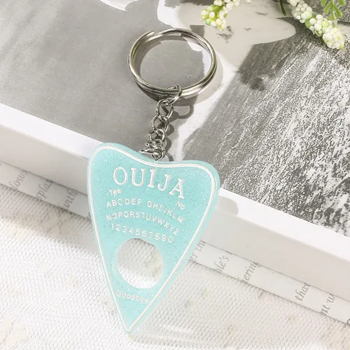 1 шт. цепочка для ключей для сумки Ouija Planchette амулеты градиентная смола доска брелок для женщин - Цвет: glitter blue