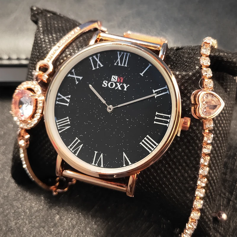 Rose Gold SOXY ювелирные часы с сетчатым ремешком, сочетание розового золота, Брендовые женские часы, модные повседневные часы, сетчатые наручные часы, женские часы - Цвет: Rose Gold