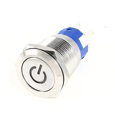 

12V White LED Lamp 1NO 1NC Latching 19mm Self-locking Push button Switch SPDT