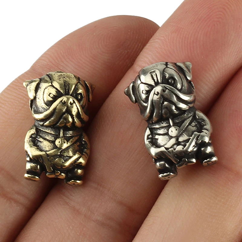 

1pcs Brass Retro Knife Bead Creative Dog Design Knife Umbrella Rope Pendant Paracord Bead