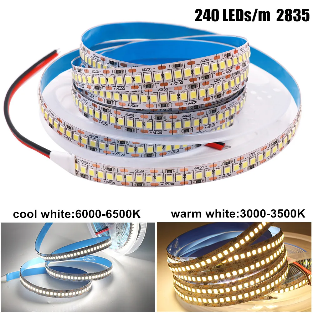 DC12V Светодиодная лента 5050 5054 2835 240 светодиодов/м высокая яркость гибкая