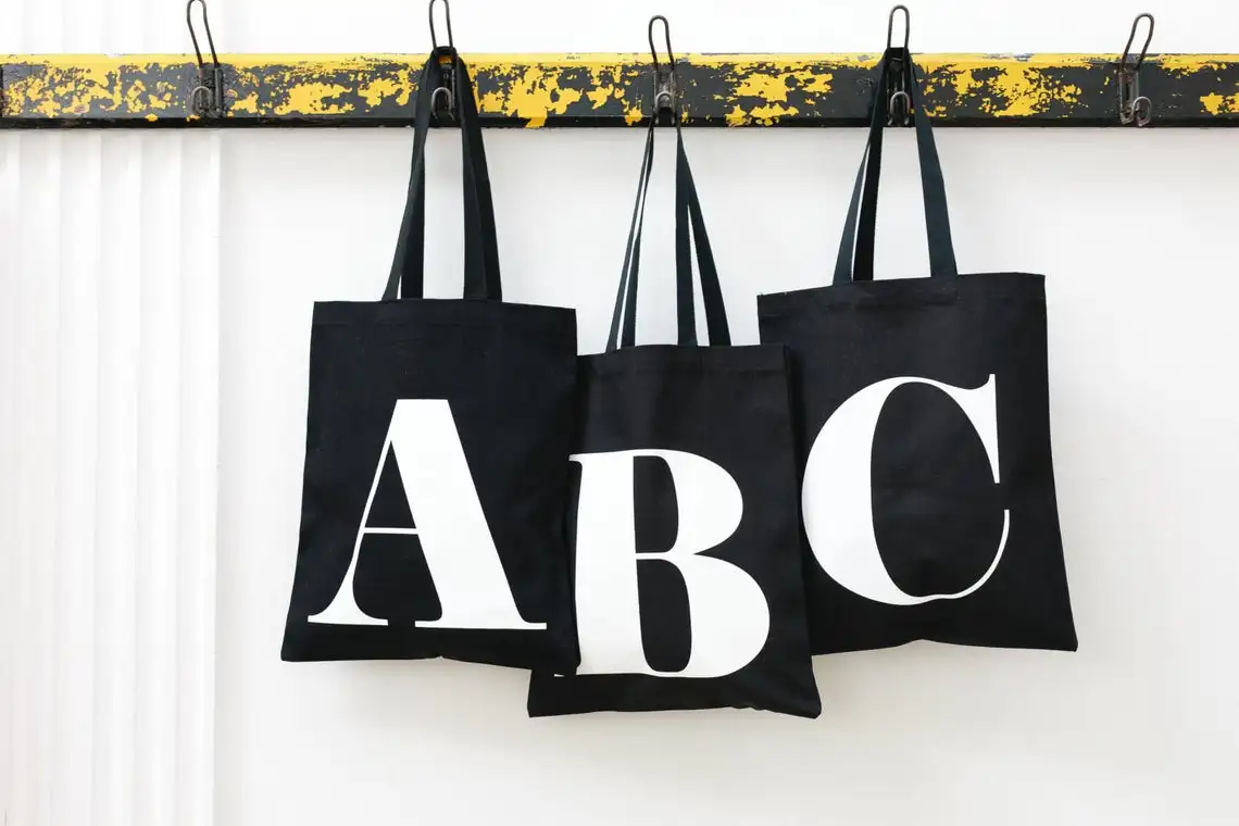 Black Bag Handbag Tote Canvas Personalised Reusable Shopper Harajuku High-Capacity Women
