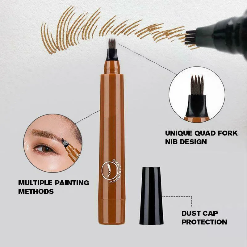 Hot 4 Points Eyebrown Pen Waterproof Fork Tip Long Last Sweat-proof Eyebrow Pencil Non-marking Anti-sweat Eye Brown Enhancer M3