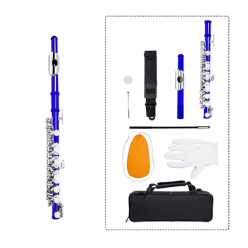 

NAOMI Piccolo Key of C 2-Piece with Case Cleaning Rod Cloth and Gloves Cupronickel Piccolo -Silver Color Black