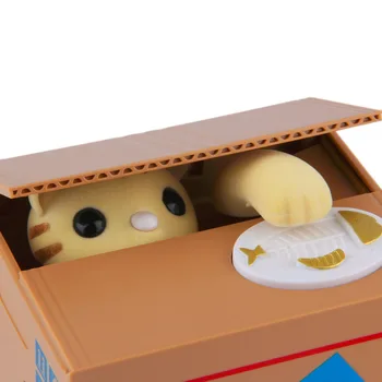 

Piggy Bank Cat Steal Money Coin Saving Box Pot Case Battery Operated Gift Perfect Piggy Bank For Home And Office Desks