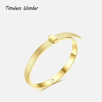 

Timeless Wonder Titanium Easy Pull Knot Open Bangle Women Stainless Steel Jewelry Punk Gothic Designer Ins Rare Top Runway 6624