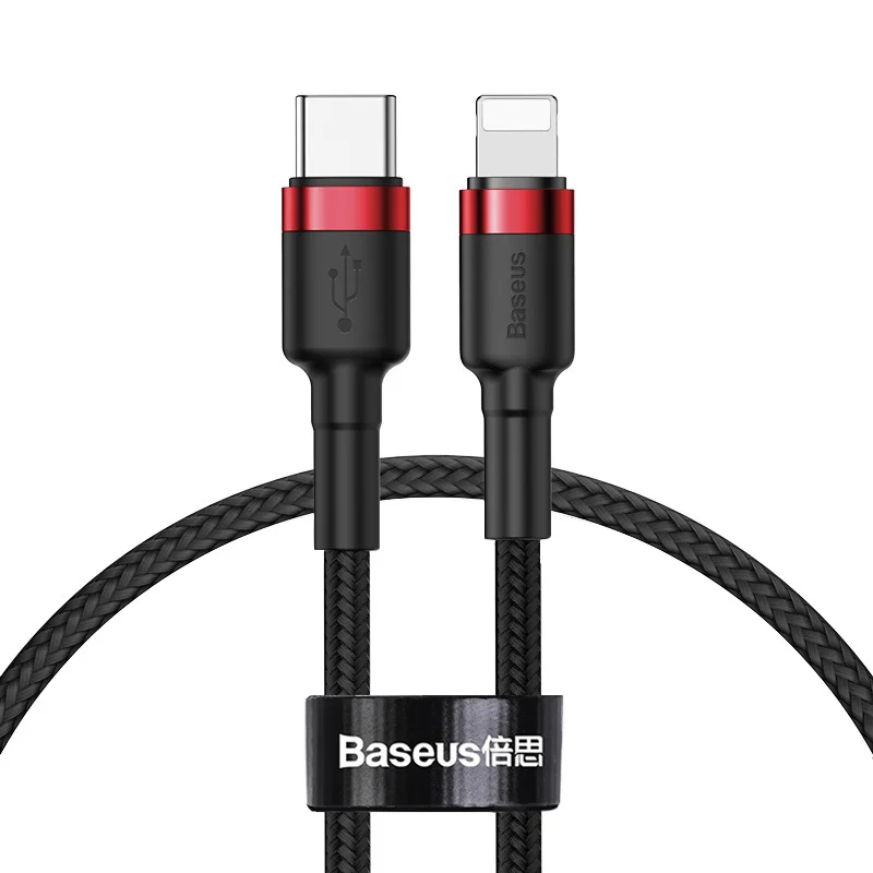 Baseus type C-USB кабель для iPhone 11 Pro Max 18 Вт PD быстрое зарядное устройство USB C для Lightning зарядный кабель для Macbook Pro провод - Цвет: Red Black