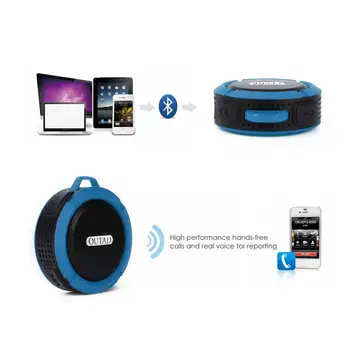 

OUTAD C6 Plastic Portable Wireless Speaker With Calls Handsfree and Suction Cup Waterproof Shower Speaker-Blue