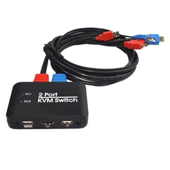

2 Port USB HD KVM Switch Switcher for Dual Monitor Keyboard Mouse HD Switch Support Desktop Controller Switching