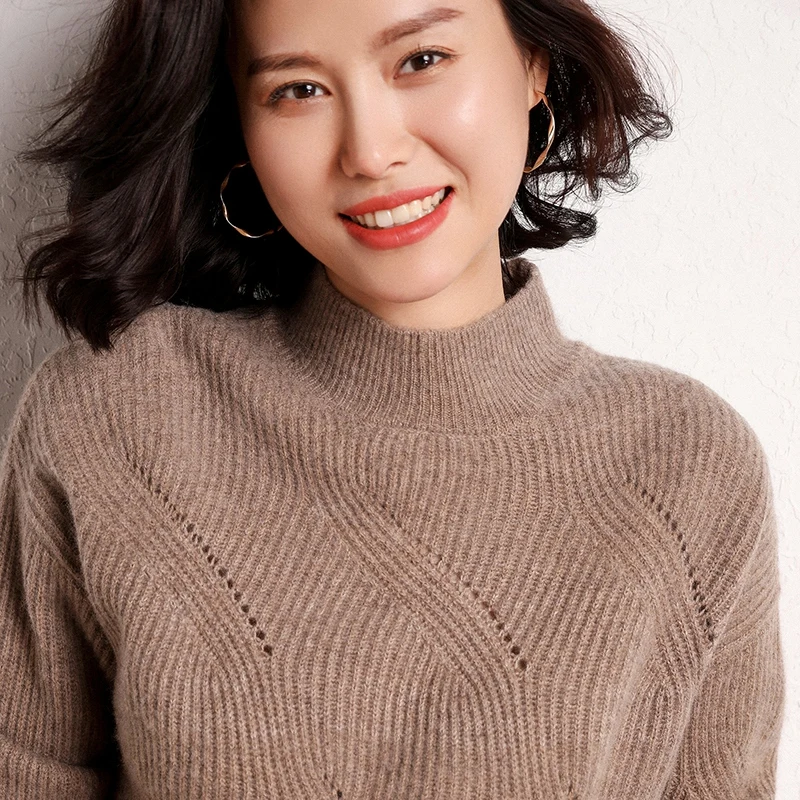 

Autumn Winter Women Sweaters And Pullover Turtleneck Loose Thick Knitting 100% Cashmere Sweater Female Warm High Quality